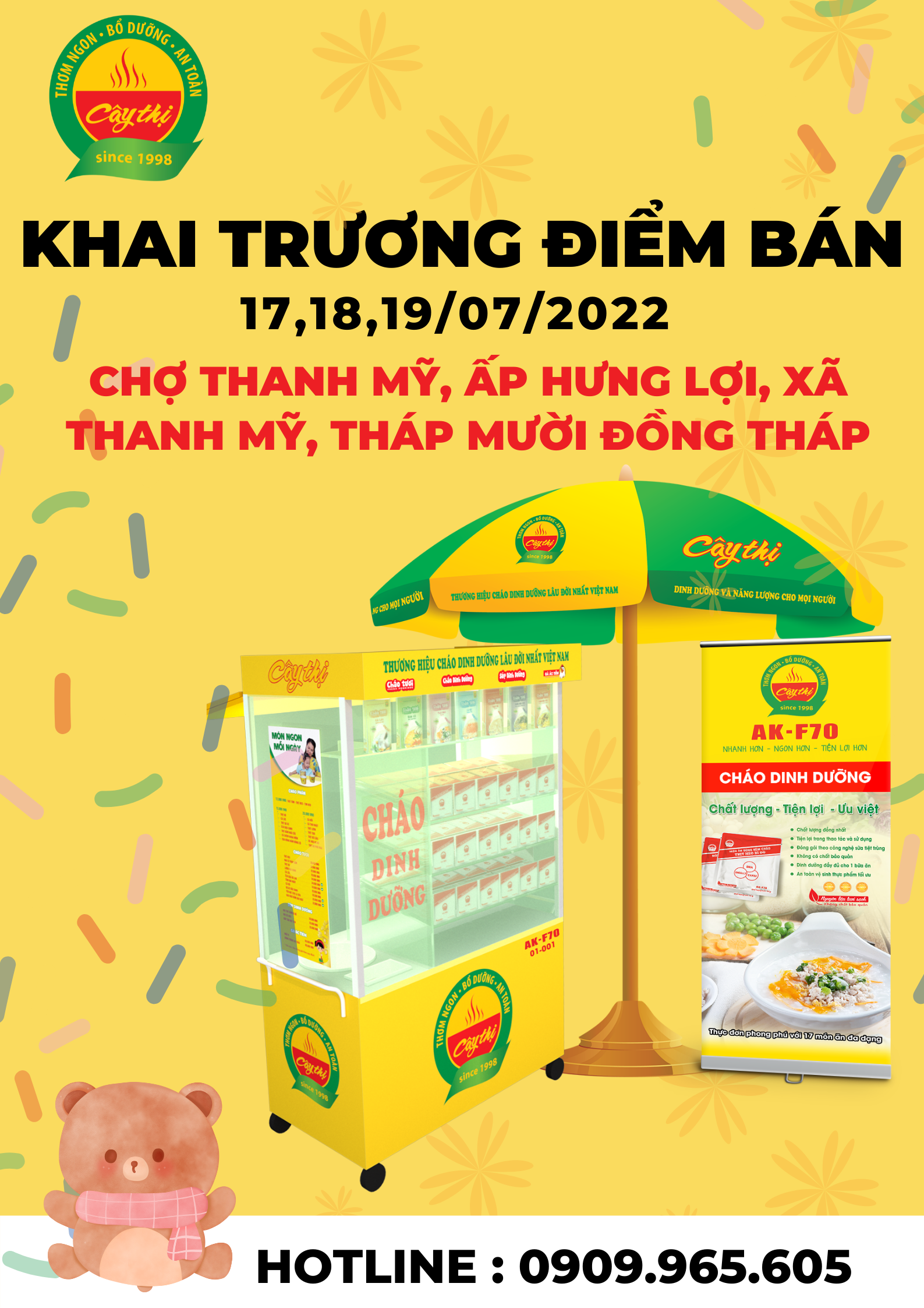 Khai trương điểm bán cháo dinh dưỡng Cây Thị xã Thanh Mỹ, Tháp Mười, Đồng Tháp.