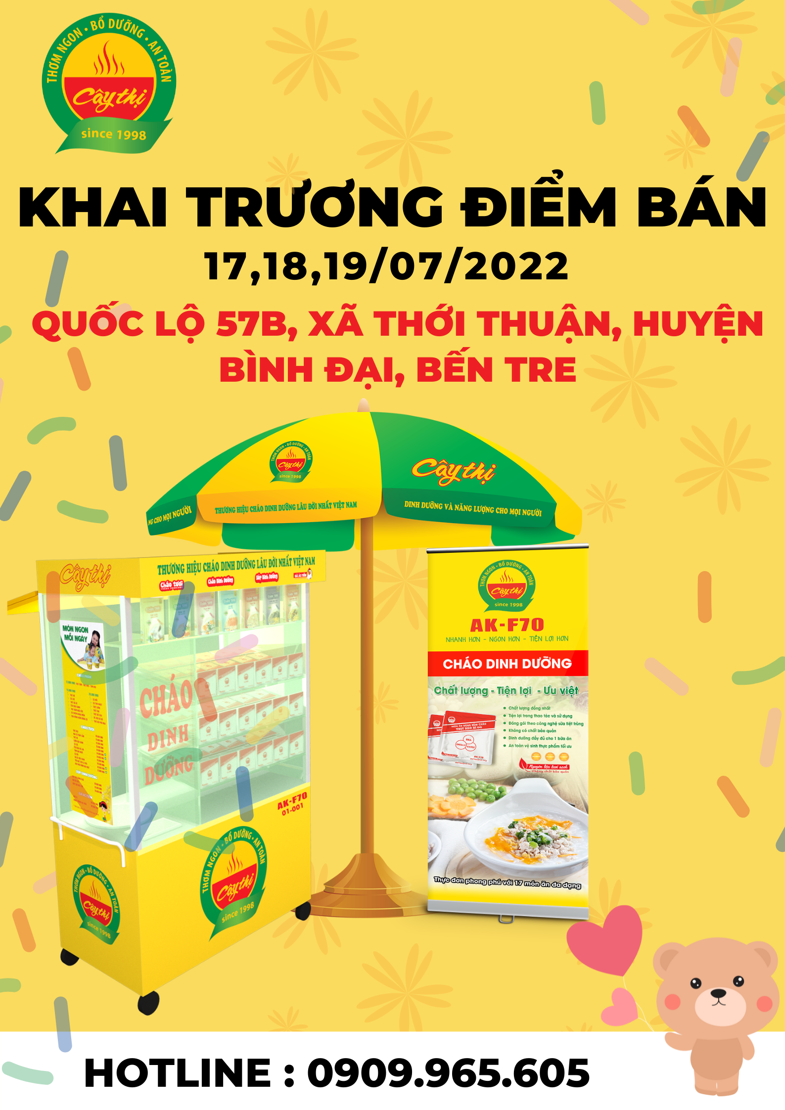 Khai trương điểm bán cháo dinh dưỡng Cây Thị Thới Thuận, Bến Tre