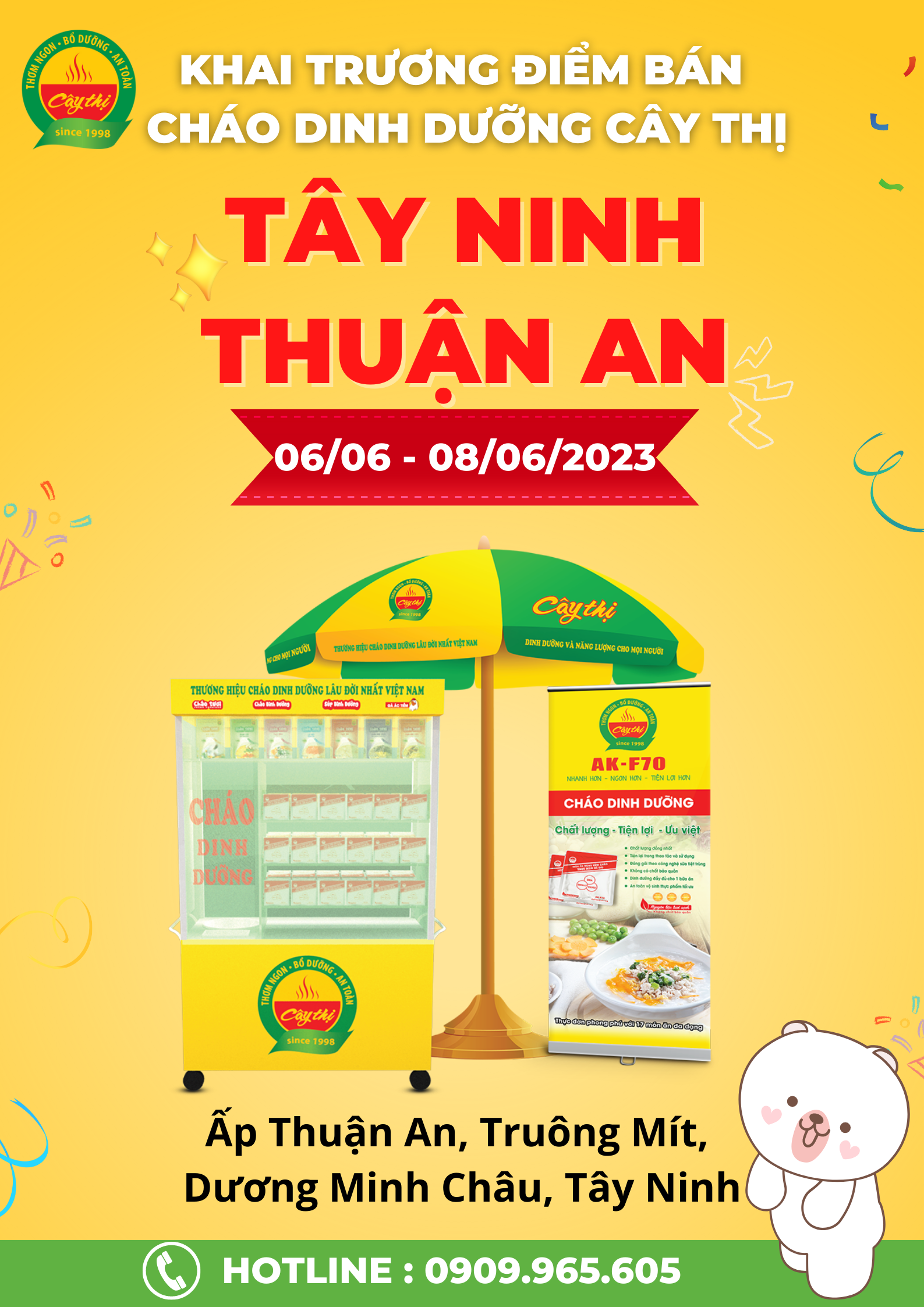 Khai trương điểm bán cháo dinh dưỡng Cây Thị Tây Ninh - Thuận An