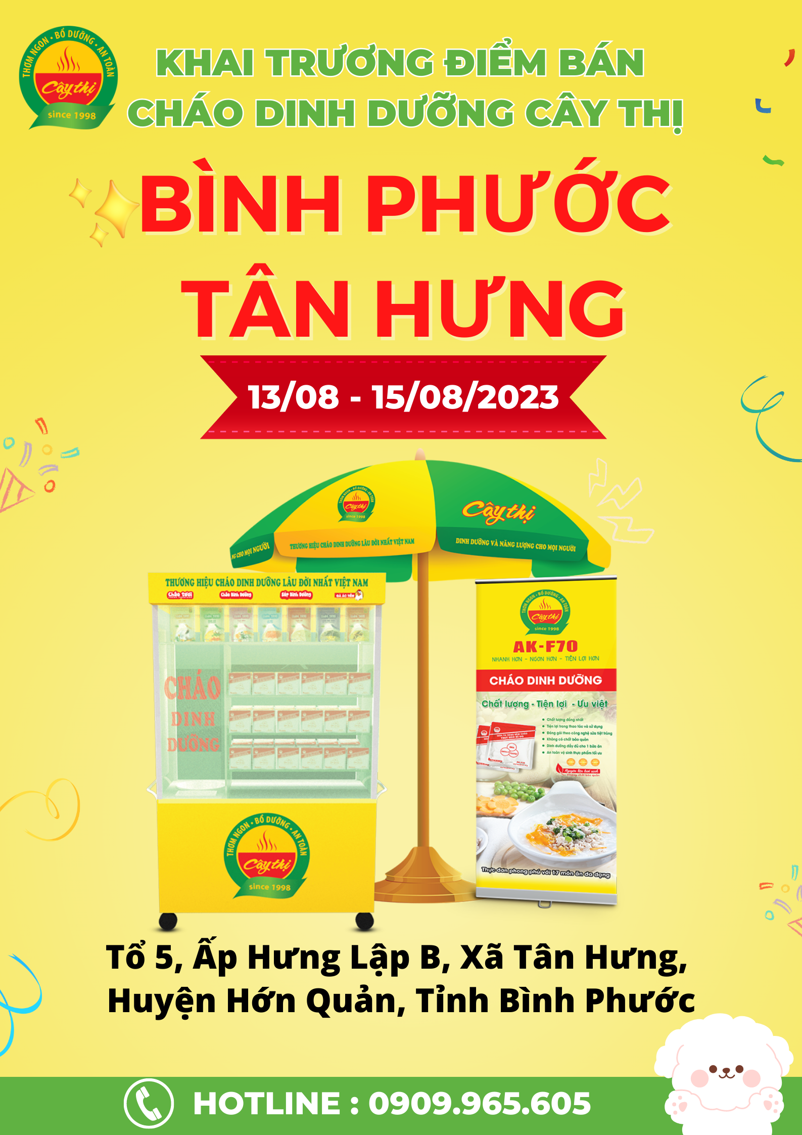 Khai trương điểm bán cháo dinh dưỡng Cây Thị Bình Phước-Tân Hưng