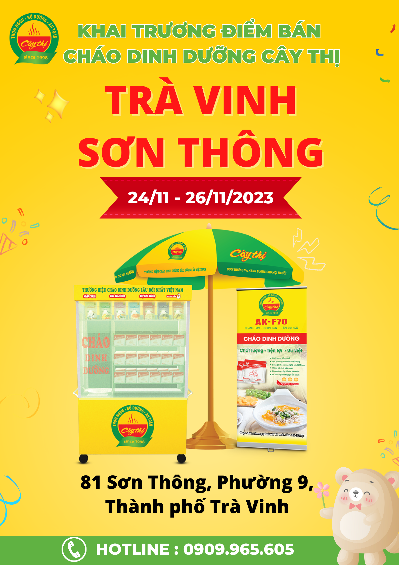 Khai trương điểm bán cháo dinh dưỡng Cây Thị Trà Vinh - Sơn Thông