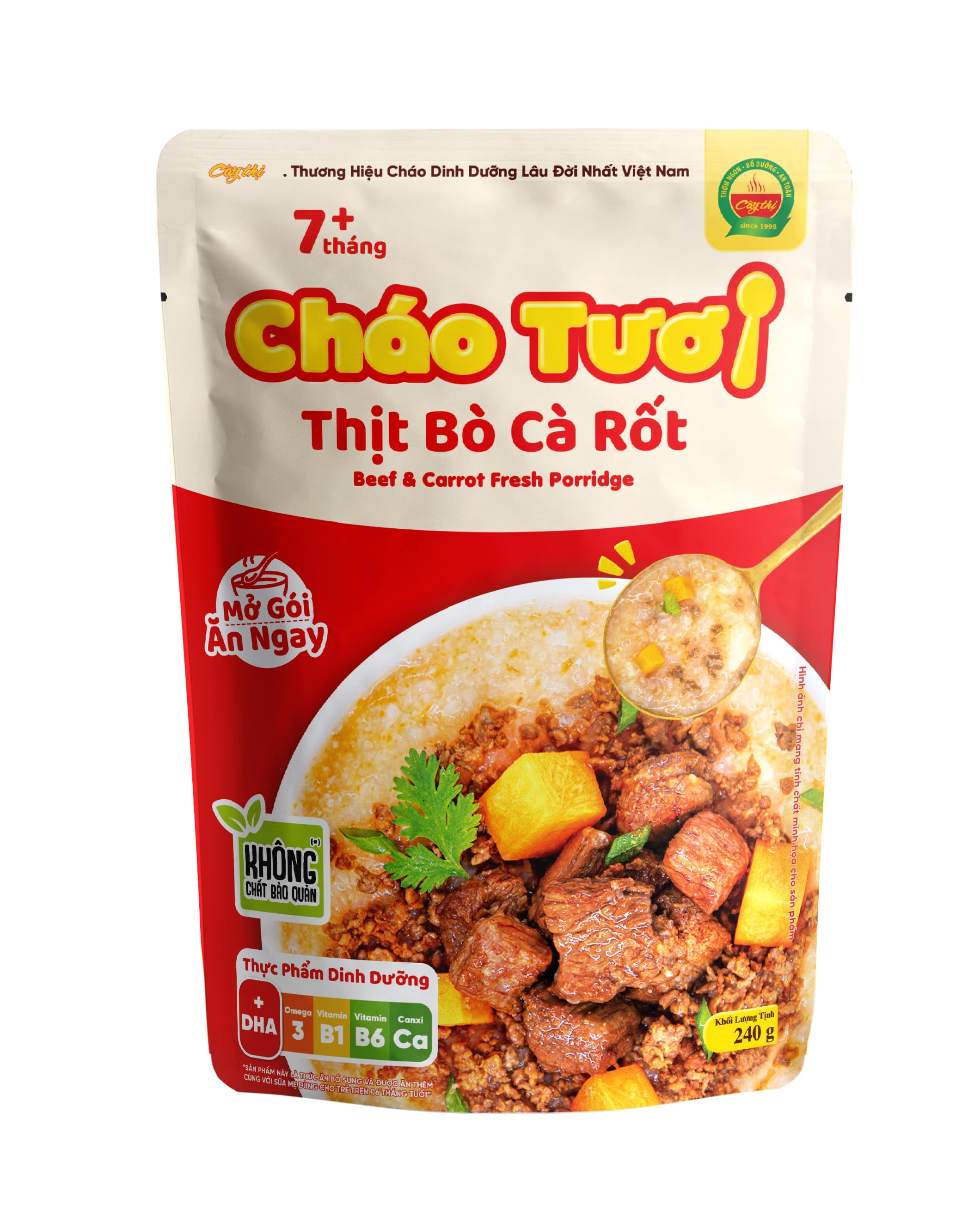 Cháo Tươi Thịt Bò Cà Rốt