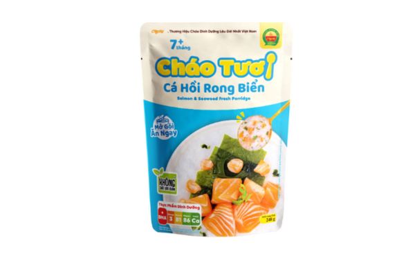 Cháo tươi cá hồi Cây Thị – bữa ăn dinh dưỡng trọn vẹn, hỗ trợ bé phát triển khỏe mạnh.